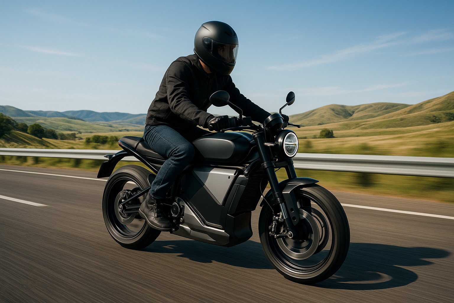 picture of a elctric bike being roaddown the highway